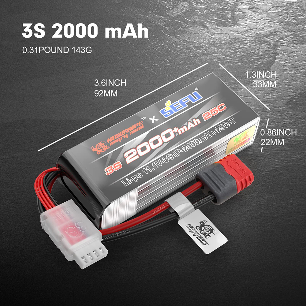 MJX-3S-Akku-111V-25C-2000mAh-L-I-PO-Akku-mit-T-Stecker-fuumlr-MJX-16208-16209-14209-14210-RC-Auto-2008878-4